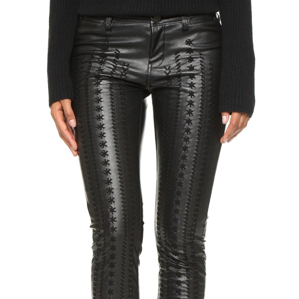 Blank Denim Vegan Leather Embroidered Skinny Pants